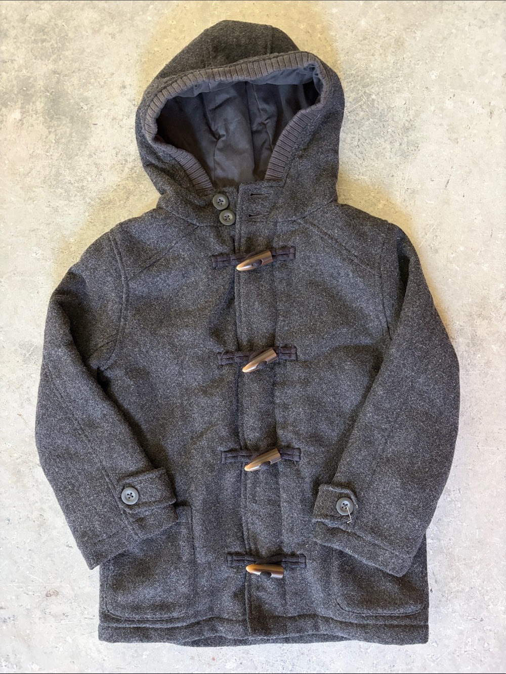 Place Kids Charcoal Gray Hooded Toggle Pea Coat
